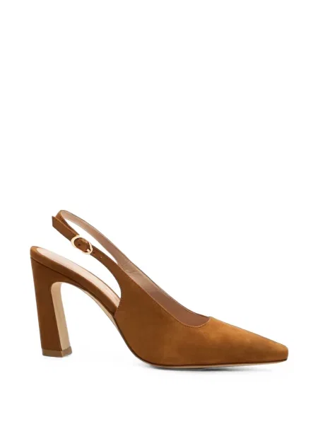 Pantofi cu toc Stuart Weitzman din piele de căprioară slingback maro