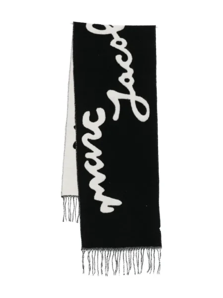Fular Marc Jacobs cu franjuri din jacard negru
