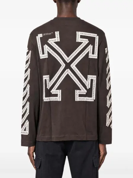 Lung tricou Off-white cu imagine alb