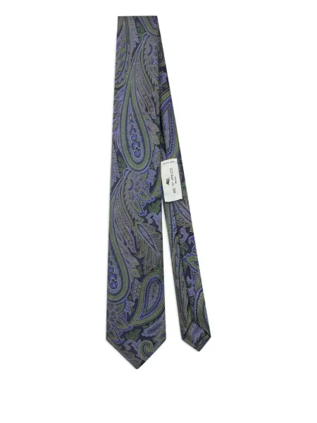 Cravată Etro cu model paisley albastru