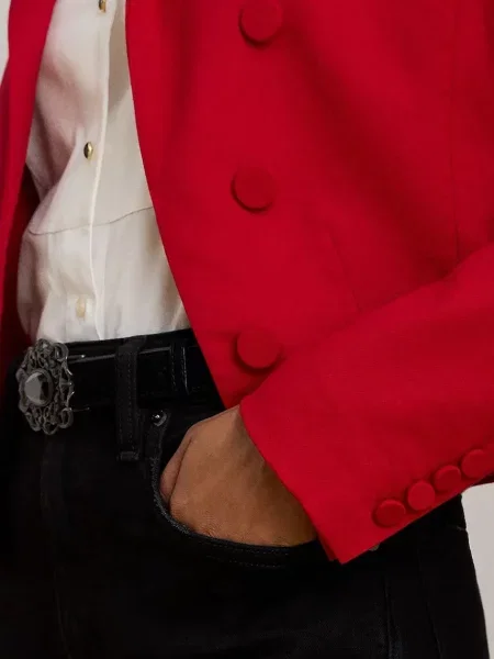 Піджак з додаванням вовни Lauren Ralph Lauren однобортний однотонний бордовий