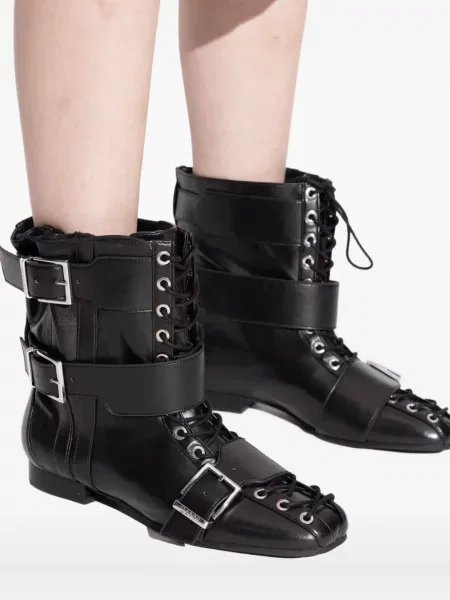 Botine Ganni cu șireturi din dantelă negru