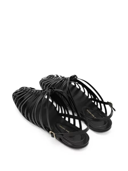 Sandale Dries Van Noten din piele țesuți negru