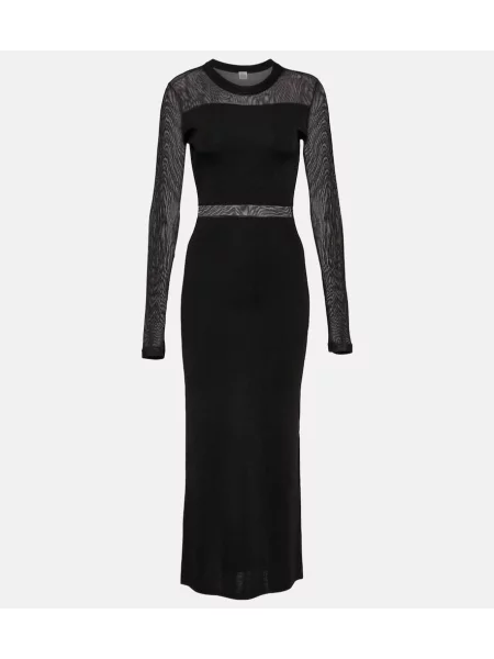 Rochie maxi Toteme tricotate transparente de costum negru