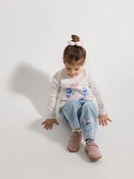 Reserved Jeans baggy straight Lilo și Stitch albastru