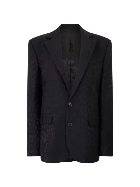 Geacă Roberto Cavalli cu model leopard din jacard cu rever negru