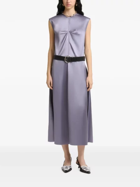 Rochie Marni din satin fără mâneci violet