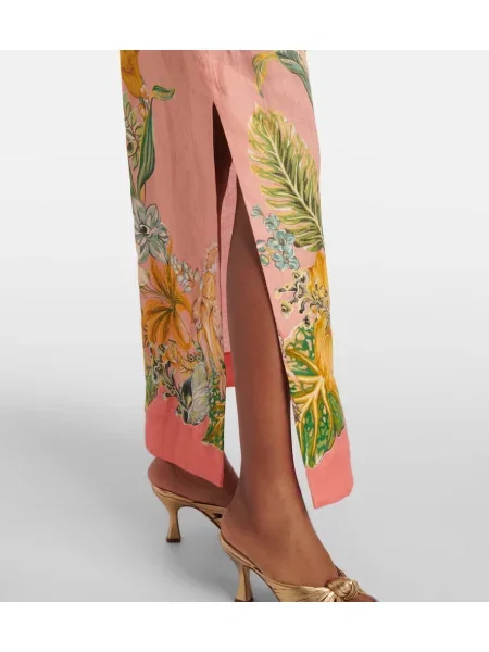 Rochie maxi Alemais cu model floral de costum roz
