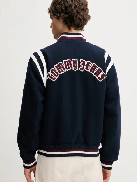 Bomber bunda Tommy Jeans tmavomodrá zimní