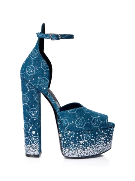 Sandale Philipp Plein cu platformă albastru