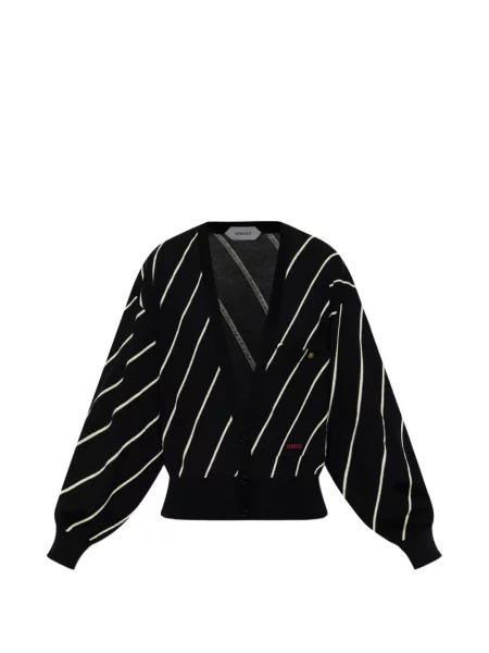 Cardigan Versace cu broderie cu dungi negru