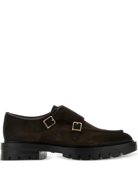 Semišové polobotky Santoni s přezkou hnědé