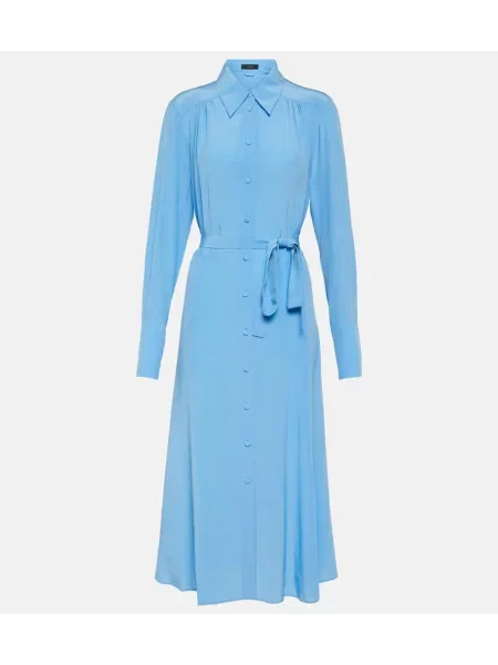 Rochie tip cămașă Joseph de mătase de costum albastru