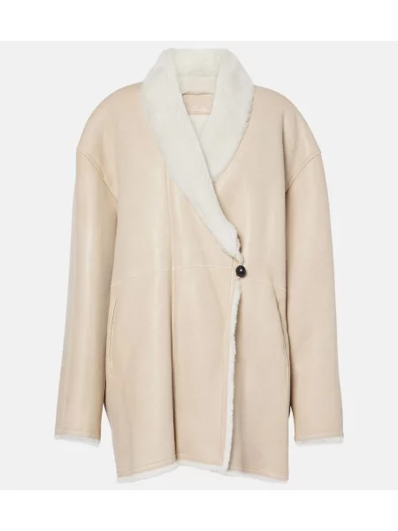 Płaszcz Isabel Marant skórzany beżowy