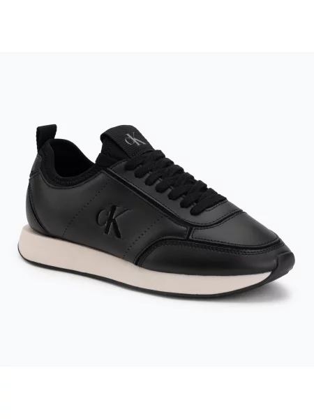 Încălțăminte pentru femei Calvin Klein Retro Runner Sock PANL Leather Neo black/crystal grey negru