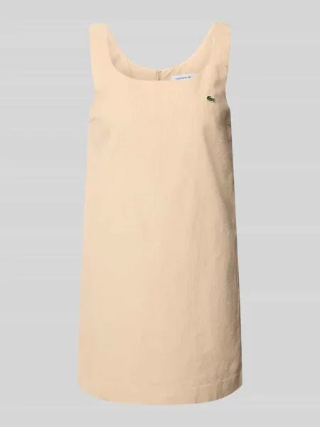 Sukienka casualowa o kroju slim fit z czystej bawełny Lacoste beżowa