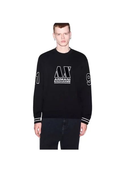 Bluza z kapturem Armani Exchange z kapturem frotte czarna