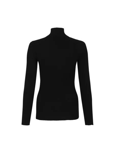 Lniany sweter z golfem Courreges czarny