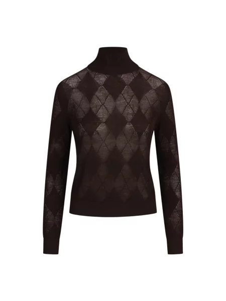Sweter z golfem Ballantyne wełniany brązowy