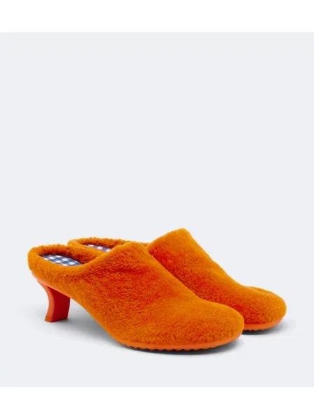 Papuci tip mules Loewe din piele de oaie portocaliu