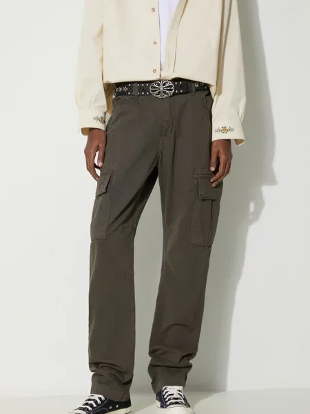 Alpha Industries pantaloni de Agent Pant verde cu fit cargo gri