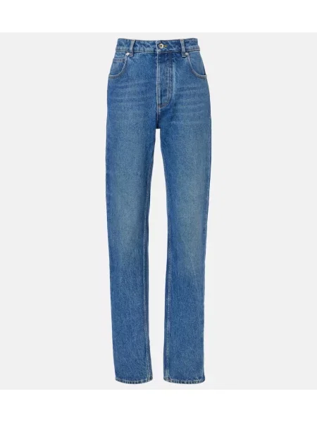 Blugi drepți Bottega Veneta cu talie înaltă albastru