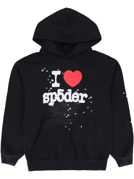 Hoodie Sp5der με μοτίβο καρδιά μαύρο