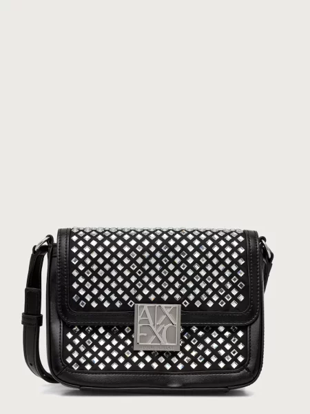 Armani Exchange geantă crossbody pentru femei cu imitație de piele negru