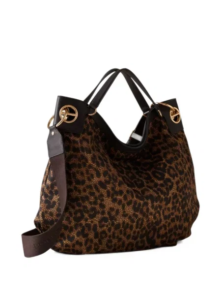Geantă Borbonese cu imagine cu model leopard maro