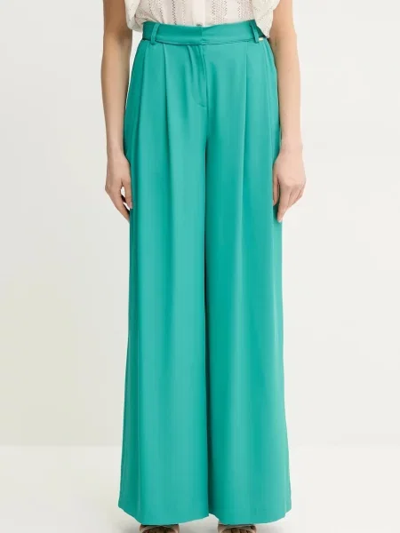 Fracomina pantaloni lat high waist turcoaz