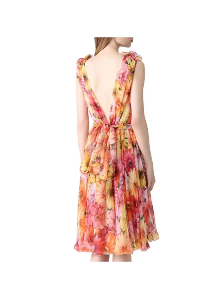 Jedwabna sukienka midi Dolce And Gabbana w kwiatki