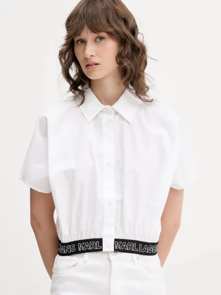 Karl Lagerfeld Jeans koszula relaxed z kołnierzykiem klasycznym biały