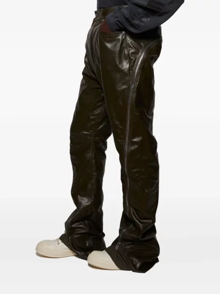 Pantaloni Rick Owens din piele verde