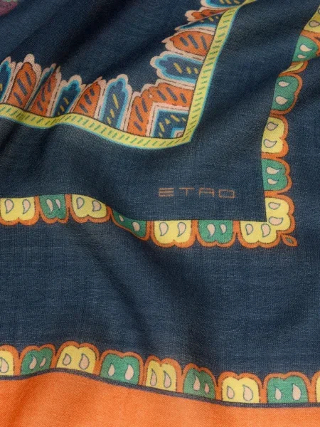 Fular Etro cu model floral albastru