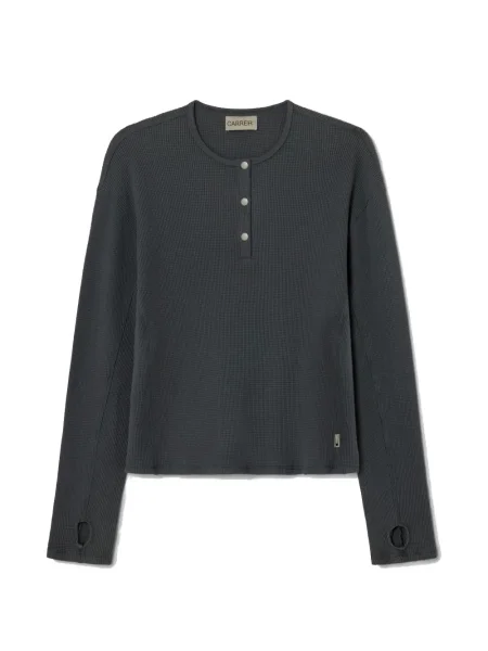 Lung tricou Carrer cu guler henley gri