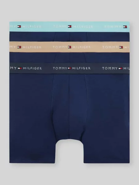 Obcisłe bokserki o kroju regular fit z mieszanki bawełny w zestawie 3 szt. Tommy Hilfiger granatowe