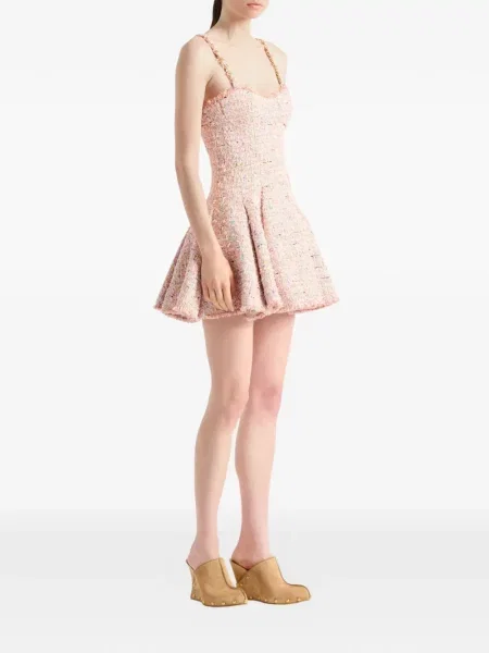 Rochie Balmain din tweed evazată roz