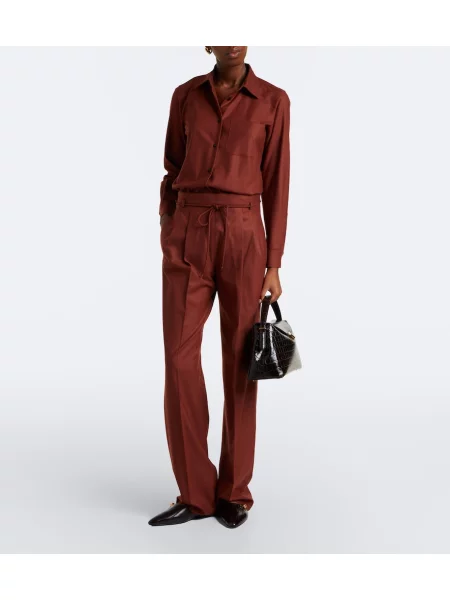 Pantaloni Max Mara din cașmir maro