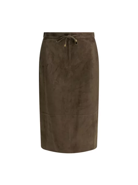 Spódnica skórzana Max Mara brązowa