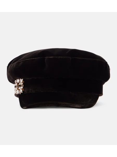Șapcă Roger Vivier de catifea maro