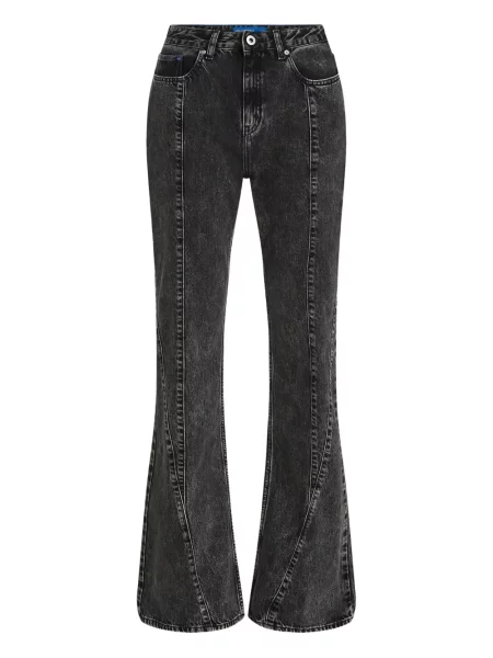 Blugi evazați Karl Lagerfeld Jeans cu talie înaltă gri