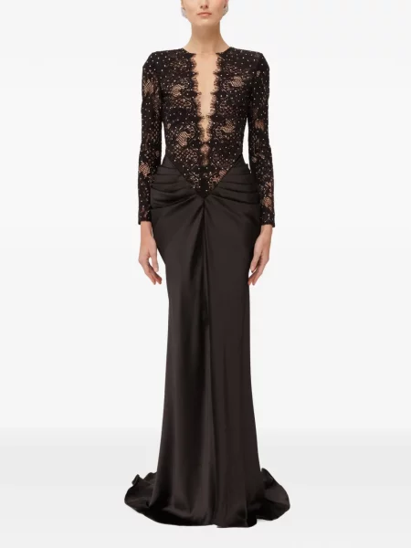 Rochie maxi Nissa din satin negru