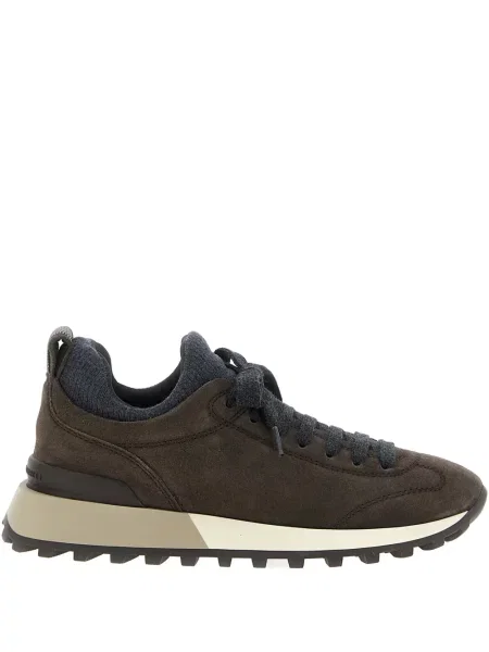 Sneakerși Brunello Cucinelli din piele de căprioară maro