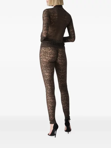 Pantaloni Vera Wang din dantelă maro