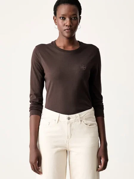 Tricou cu mânecă lungă Armani Exchange maro