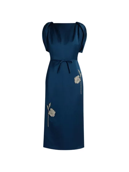 Rochie midi Erdem din satin albastru