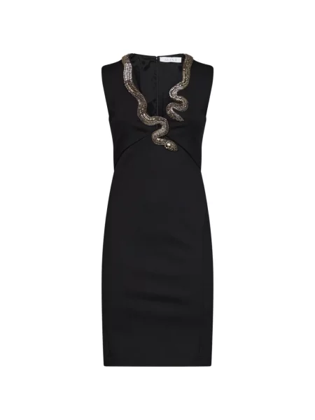 Rochie mini Alina cu decolteu în V cu model piele de șarpe negru