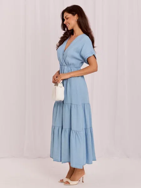 Rochie Italy Moda cu volane albastru