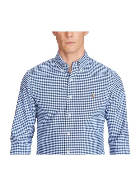 Koszula Polo Ralph Lauren w kratę z twillu niebieska