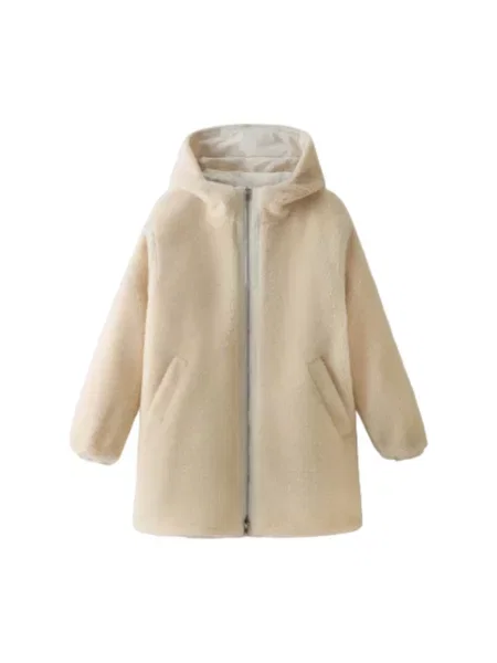 Parka Woolrich dwustronna teddy beżowa